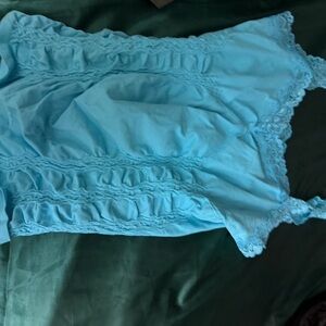 Women's Lace Trim Tank Top - Blue, Very flattering, med